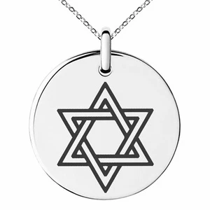 Edelstahl Hexagramm Schild Davidstern Anhänger Halskette oder Schlüsselanhänger - Bild 1 von 25