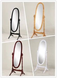 Classic Adjustable Oval Wooden Bedroom Freestanding design Floor Mirror - Picture 1 of 5