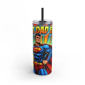 Superhero Dad Tumbler, 20oz Matte Drinkware, Gift for Father's Day, Comic [...] - Picture 1 of 5