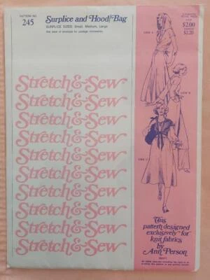 Stretch & Sew 245 Vintage Misses' Surplice & Hood/Bag Pattern Size S-M-L - Image 1 of 2