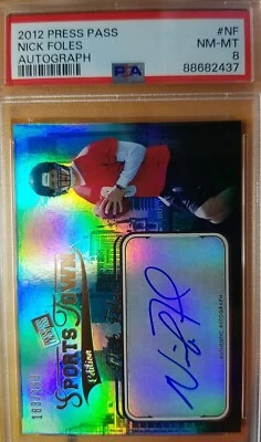 2012 Press Pass #ST NF NICK FOLES RC Autograph /199 PSA 8 POP 1 Super Bowl MVP - Image 1 of 3