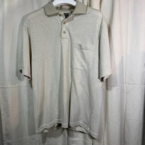 Men's St. Johns Bay Tan Geometric Design Size M Golf Polo Shirt Quick-Dry - Picture 1 of 5