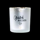 Glas-Windlicht - Gilde Teelichthalter Glücklich Macher - Glas Deko Wohndeko