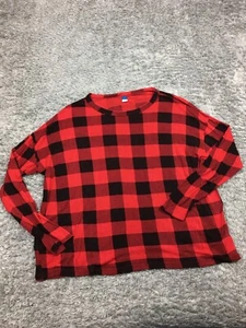 Old Navy Pajama Shirt Womens Size Large Red Black Plaid Relaxed Lounge Sleep - Picture 1 of 11