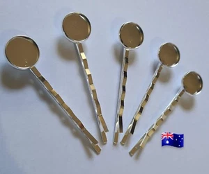 12mm Cabochons Setting Hair Clips Sliver 10pcs - Picture 1 of 1