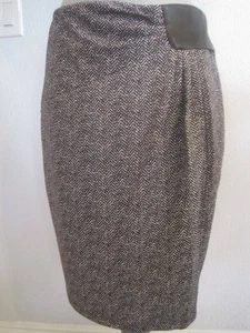 LG Lena Gabrielle Black & White Heringbone Print Faux Wrap Skirt MSRP $120 - Picture 1 of 8