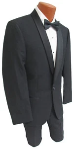Men's Black Tuxedo Jacket One Button with Satin Shawl Lapels Wedding Prom Mason - Picture 1 of 4