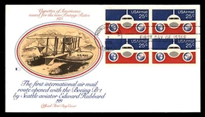 MayfairStamps US FDC 1976 Hawaii Block 25 Cent Air Mail Fleetwood First Day Cove - Picture 1 of 2