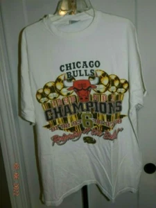 Rare 1998 Vintage Chicago Bulls 6 Time Championship T-Shirt XL - Picture 1 of 4