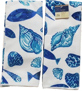 2er Set gleiche Mikrofaser Küchentücher (15"x25") SEALIFE, FISCHE & MUSCHELN, GR - Bild 1 von 18