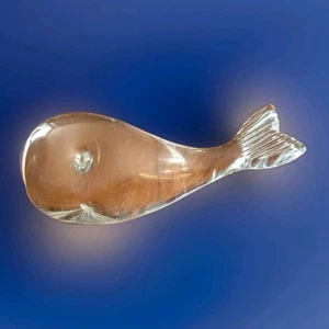 Vintage Art Glass Clear Whale Ornament/Paperweight, Very Cute. - Picture 1 of 5
