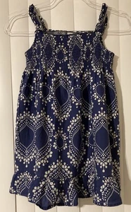 Carters Toddler Girls Floral White Blue Smock Sundress Size 5T Vacation Resort - Picture 1 of 5