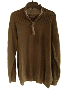 Mens Sweater Partial Zip Size XL Brown NEW - Picture 1 of 2