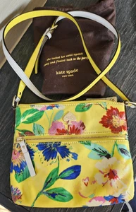 Kate Spade Yellow Floral Crossbody Bag - Yellow And White Trim Strap - New - Picture 1 of 10
