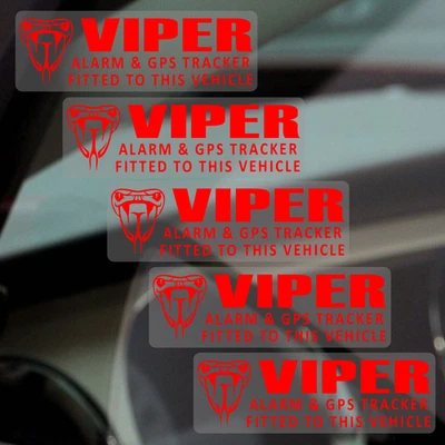 5 x Stickers VIPER GPS Alarm Tracking Signs Device Car Van Tracker Security Red - Image 1 of 4