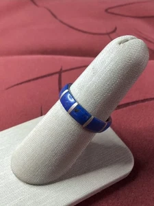 Vintage Silber Lapislazuli Inlay Bandring Größe 7,75 - Bild 1 von 8