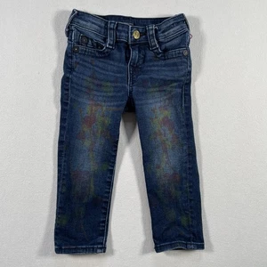 True Religion Jeans Toddler 2T Blue Geno Slim Paint Splatter Straight Leg Denim - Picture 1 of 17
