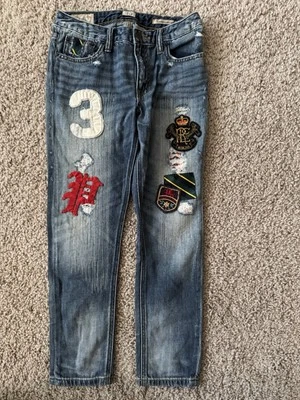 Polo Ralph Lauren Jeans Distressed Patches Plaid Girls Sz 10 ‘Boyfriend Skinny’ - Image 1 of 4