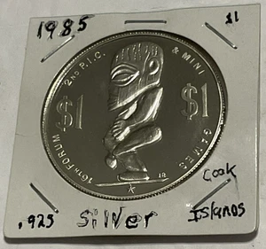 1985 .925 Silver Proof Cook Islands $1 "Dong" Dollar - 2nd P.I.C. & Mini Games - Picture 1 of 2