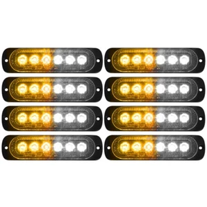 4x Car Truck Amber White 6LED Strobe Emergency Flashing Warning Light Bar 12-24V - Picture 1 of 9
