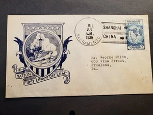 Gunboat USS SACRAMENTO PG-19 copertina navale 1935 ANDERSON cachet SHANGHAI, CINA - Foto 1 di 2
