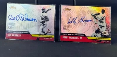 2002 Topps Finest Finest Moments Autographs Refractor Bob Gibson & Bobby Thomson - Image 1 of 3
