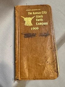 1909 Kansas City Stock Yards Company leather back Pocket note book - Picture 1 of 4