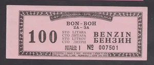 đź”´YUGOSLAVIA 100 Liters ND 1980's Gasolline bill SCARCEđź”´ - Picture 1 of 1
