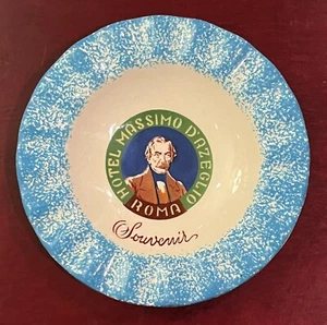 Vintage Hotel Massimo D’Azeglio Roma souvenir ASHTRAY art pottery Rep. S. Arino - Picture 1 of 3
