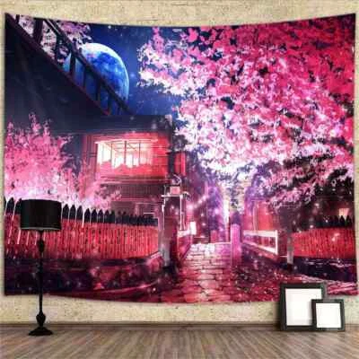 Cherry Blossom Japan Extra Large Tapestry Wall Hanging Posters Anime Background - Image 1 of 4