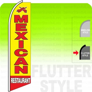 MEXICAN RESTAURANT Swooper Flag Feather Banner Sign 11.5' FLUTTER Style - yb - Picture 1 of 2