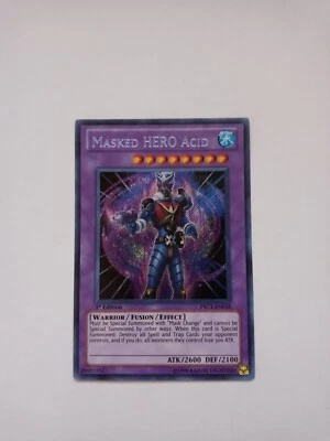 Yugioh Masked HERO Acid Secret Rare PRC1-EN018 1st Edition - Image 1 of 2