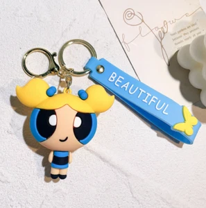 Bubbles The Powerpuff Girls Keyring Keychain Key Fob Bag Charm Gift - Picture 1 of 1