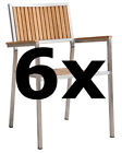 6pcs Garden Chair Stacking Chair KUBA TEAK Stainless Steel Teak Stackable Gastro Quality