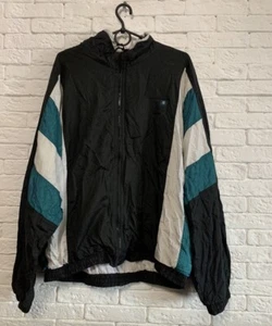 Vintage Givenchy Windbreaker Activewear Full Zip Nylon Jacket Black Green - Picture 1 of 4