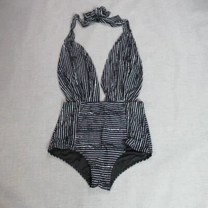 COCOSHIP costume da bagno unico donna 3XL nero a righe vita alta supporto pin up - Foto 1 di 12