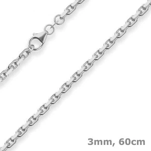 Collana In Argento 925 Con Catena Ancorata Diamantata 60Cm - Picture 1 of 3