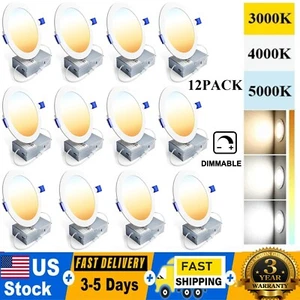 12 Pack 6 Inch LED Recessed Ceiling Panel Lighting Fixture with Junction Box - Picture 1 of 17