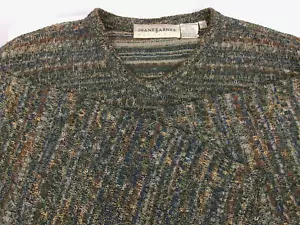 Vtg 90s JHANE BARNES Sweater Big/Tall Men's XXL Abstract Pattern Knitted V-Neck - Picture 1 of 6