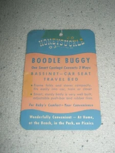 Vintage HANG TAG 1950s Sears Honeysuckle Baby Boodle Buggy - Picture 1 of 6