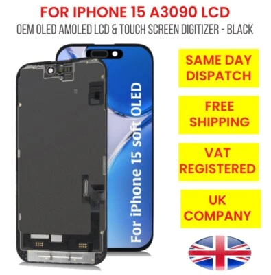 For iPhone 15 OLED Screen Display LCD Touch Digitizer Replacement Assembly HD UK - Image 1 of 3