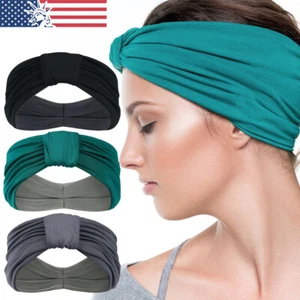 Sport Headband Men Women Head Sweatband Sweat Hair Band Gym Stretch Hair Wrap - Picture 1 of 15