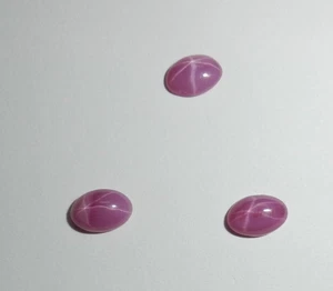 Opaque Star Ruby Oval 6x4 mm Cabochon 6 Rayed Lab-created Stone 3 piece Lot - Picture 1 of 12