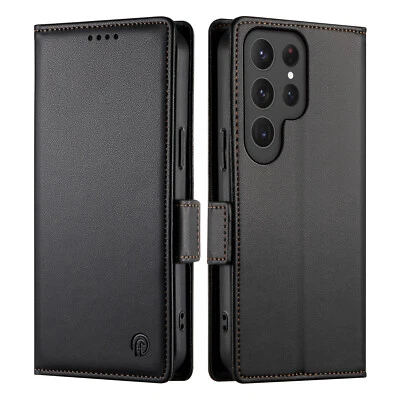 Funda tipo billetera magnética abatible de cuero para Samsung Galaxy S24 Ultra S23 S22 S21 Foto 1 de 4