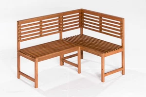 Eckbank Balkonbank Gartenmöbel Holzbank LINZ 142x100cm, Eukalyptus geölt Outdoor - Bild 1 von 2