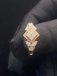 Pave 0,86 Cts Princess Marquise Birne Form Diamanten Jahrestag Ring In 14K Gold - Bild 1 von 12