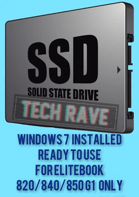 HP ELITEBOOK 820 840 850 G1 WINDOWS 7 PRO REPLACEMENT SSD DRIVE - READY TO USE - Image 1 of 2
