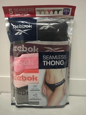 Reebok 5 Pack Seamless Thong Performance Underwear Women's 2XL (18) B5 - Image 1 of 4