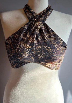 NWOT Out from Under Women's Green Floral & Animal Print Halter Swim Tops * - Med - Image 1 of 4