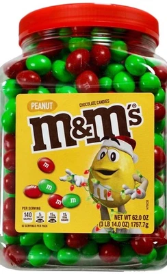 New M&M's Holiday Peanut Chocolate Candies - Green/Red 62 Ounce, Christmas Snack - Image 1 of 2